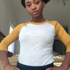 H&M Mustard Yellow Baseball Tee